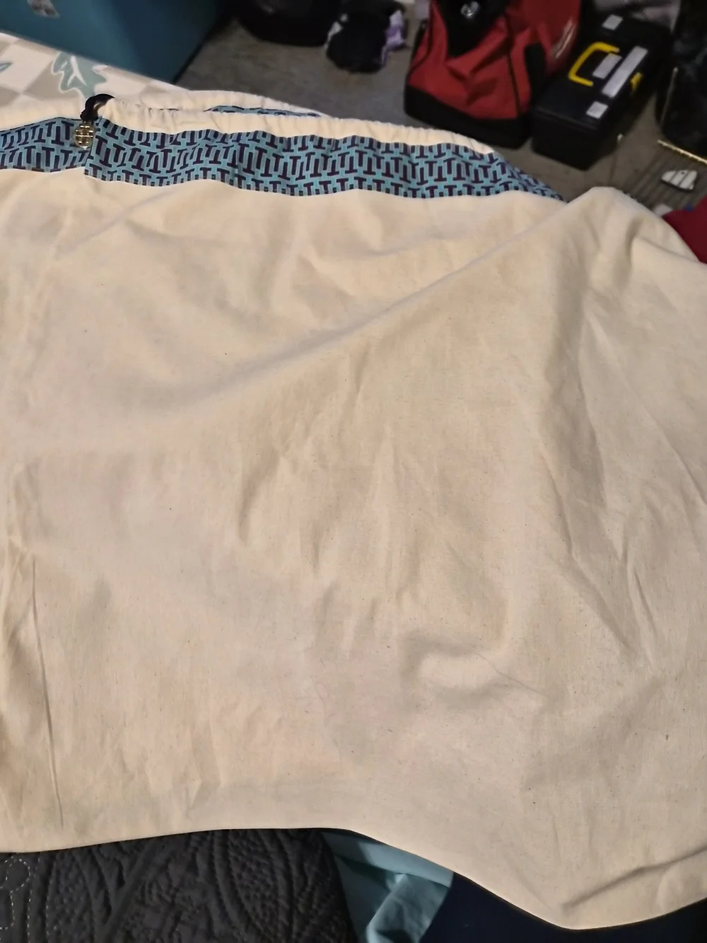 Tory Burch 23x22.5 Canvas Drawstring Dust Bags Blue Geometric T Logo